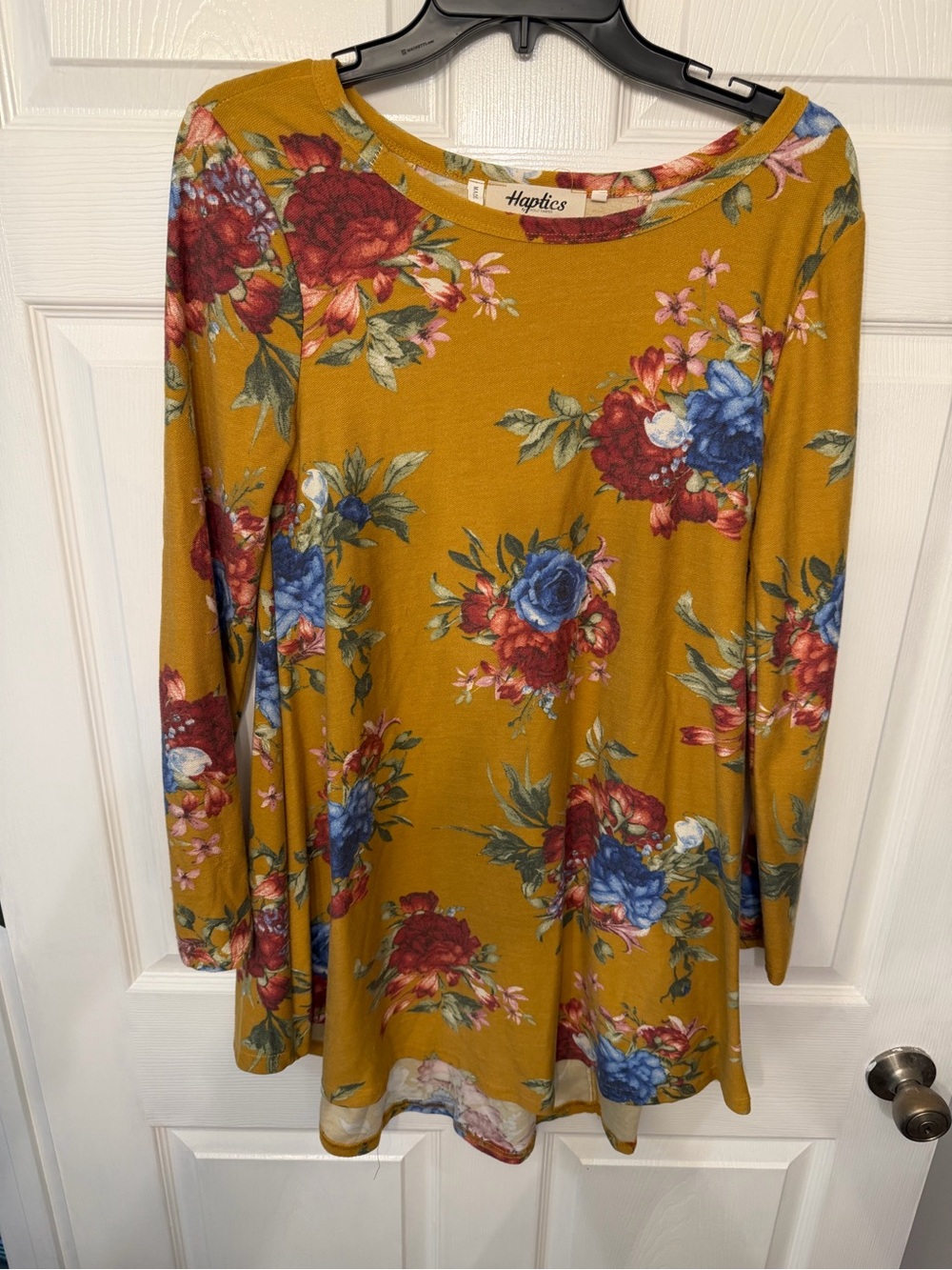 Haptics Mustard Floral Long Sleeve Dress